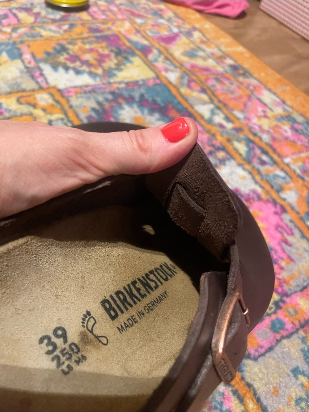 Birkenstock Boston Clogs Brown Leather Slip-On - Picture 8 of 9